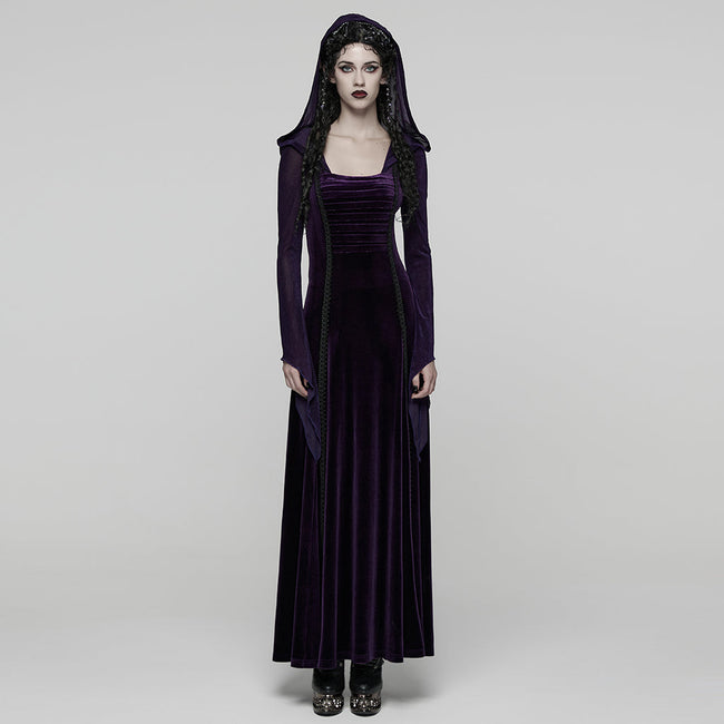 Goth Hooded Velvet Dress