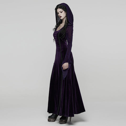 Goth Hooded Velvet Dress