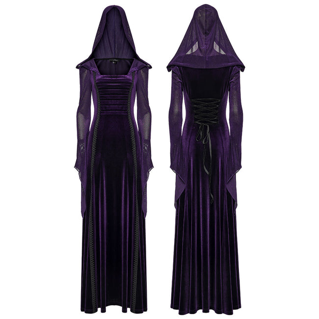 Goth Hooded Velvet Dress