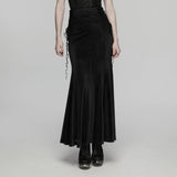 Goth lace velvet fishtail skirt