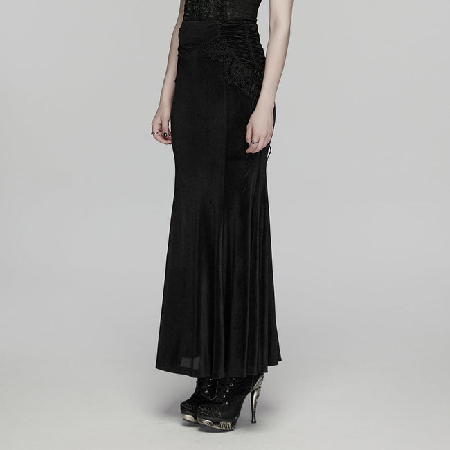 Goth lace velvet fishtail skirt