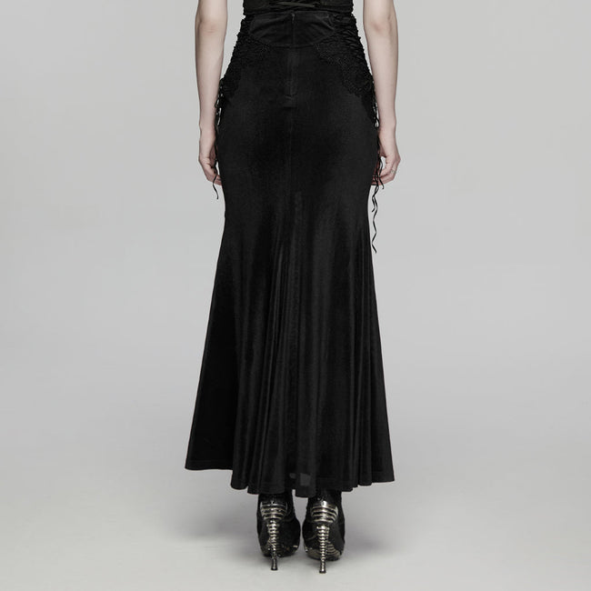 Goth lace velvet fishtail skirt