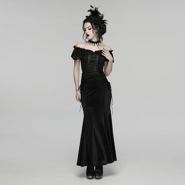 Goth lace velvet fishtail skirt