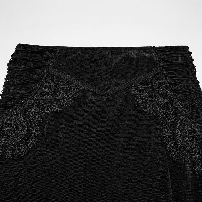 Goth lace velvet fishtail skirt