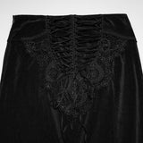 Goth lace velvet fishtail skirt