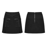 Punk Skull Embroidered Skirt