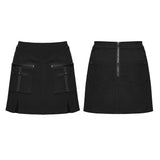 Punk Skull Embroidered Skirt
