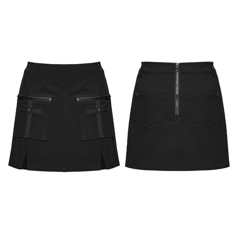 Punk Skull Embroidered Skirt