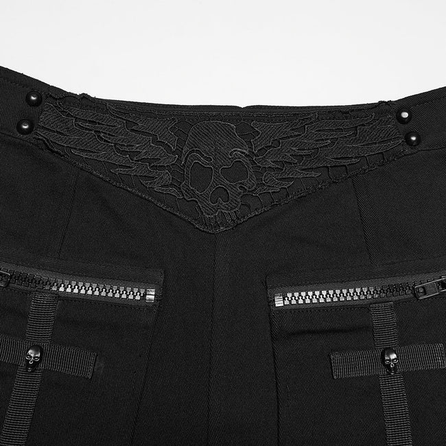 Punk Skull Embroidered Skirt
