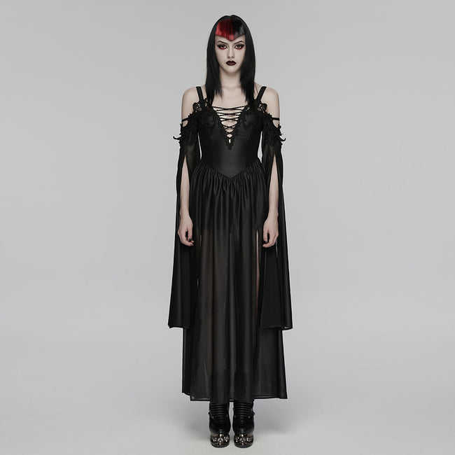 Goth off shoulder V-neck dress