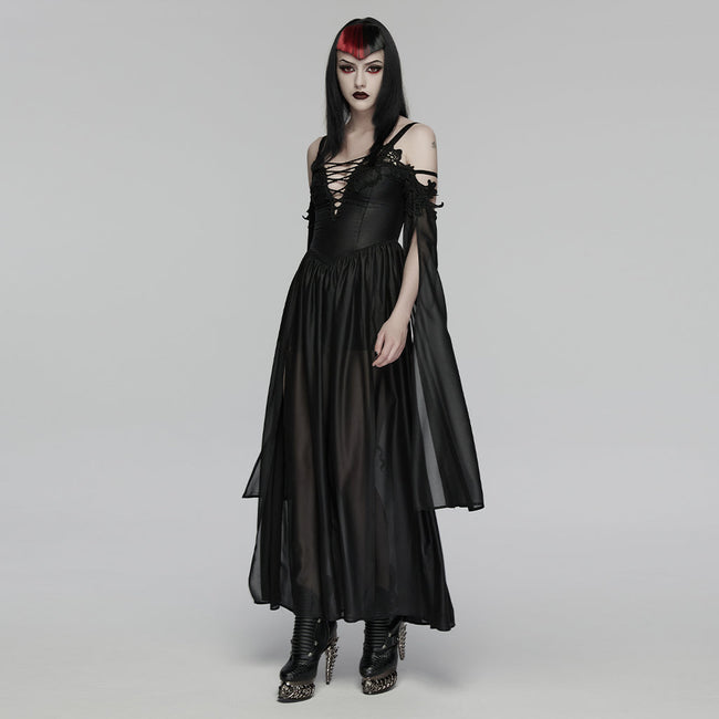 Goth off shoulder V-neck dress