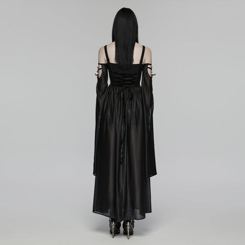 Goth off shoulder V-neck dress
