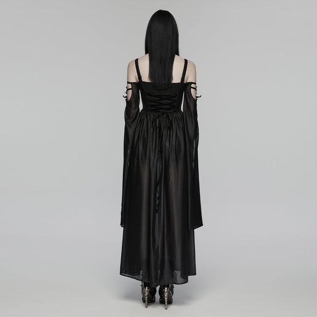 Goth off shoulder V-neck dress