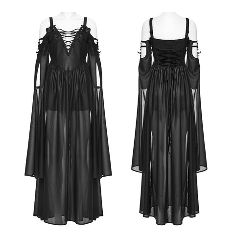 Goth off shoulder V-neck dress