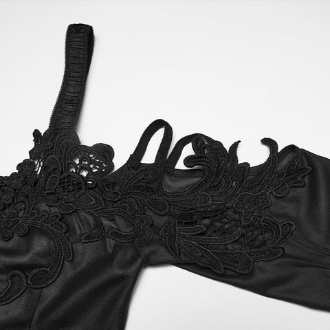 Goth off shoulder V-neck dress