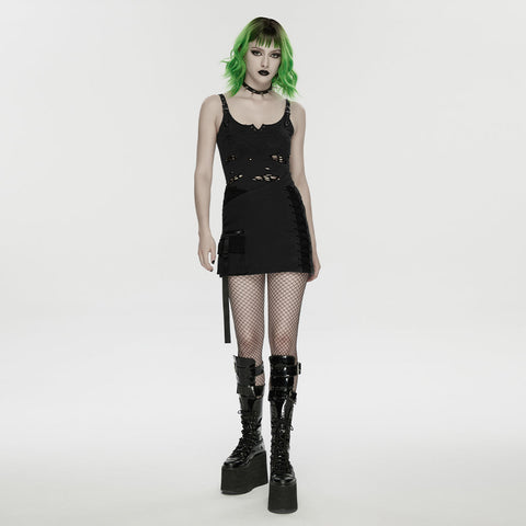 Cyberpunk asymmetrical bodycon skirt