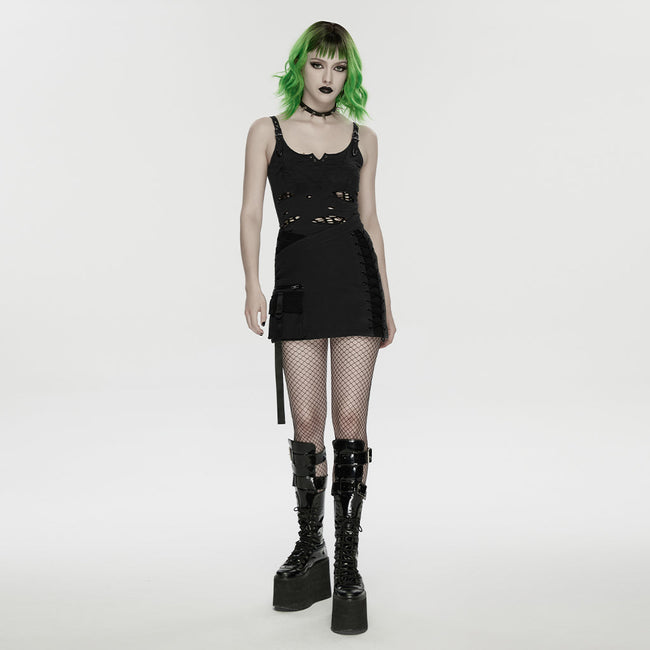 Cyberpunk asymmetrical bodycon skirt
