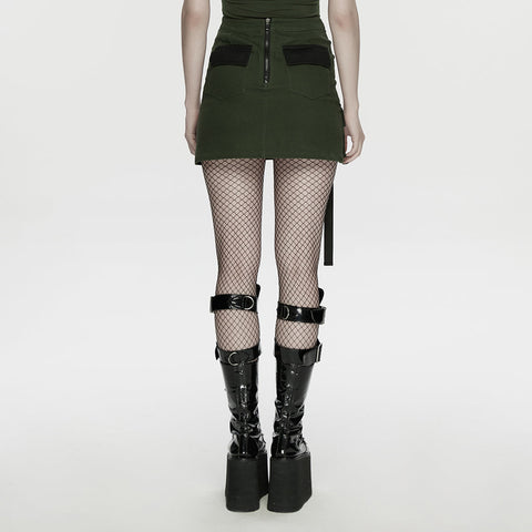 Cyberpunk asymmetrical bodycon skirt