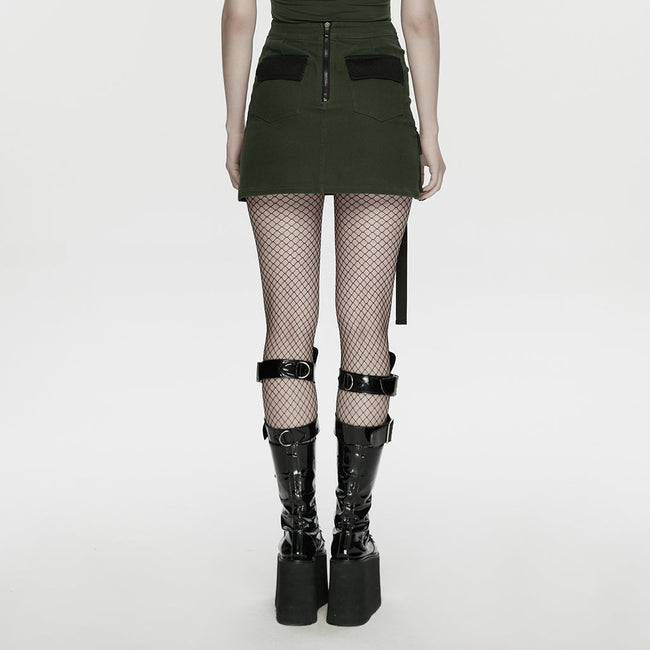 Cyberpunk asymmetrical bodycon skirt