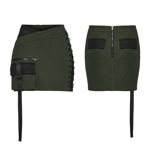 Cyberpunk asymmetrical bodycon skirt