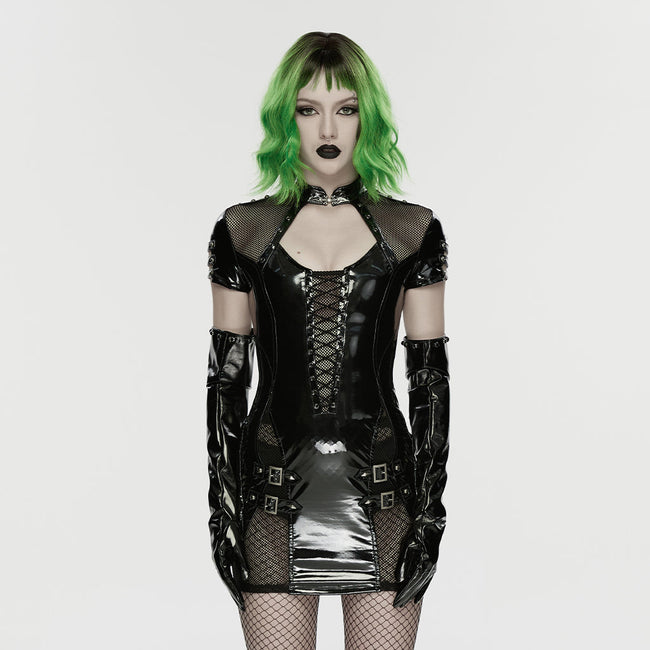 Punk patent leather dress