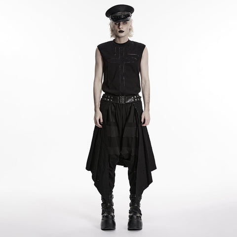 Punk irregular denim men's skirt