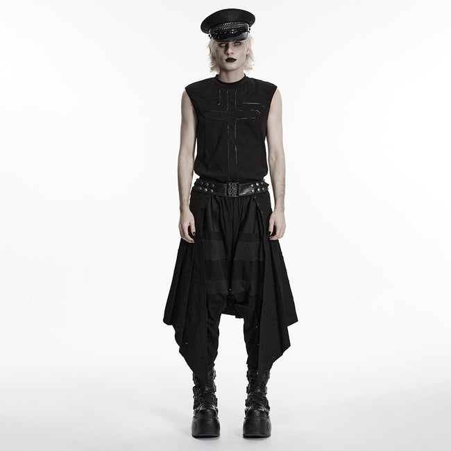 Punk irregular denim men's skirt