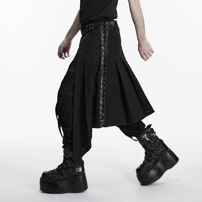 Punk irregular denim men's skirt