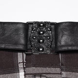 Punk vintage denim plaid skirt For Men