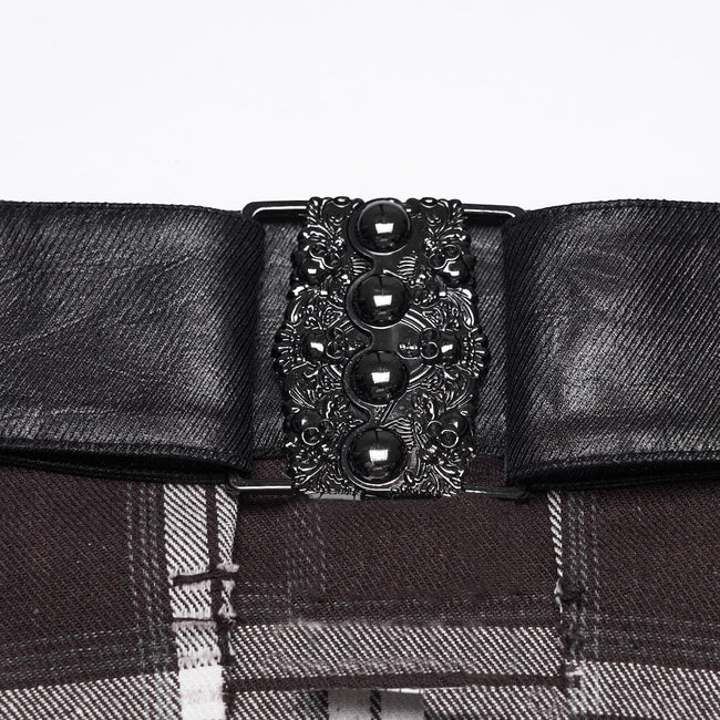 Punk vintage denim plaid skirt For Men