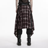 Punk vintage denim plaid skirt For Men