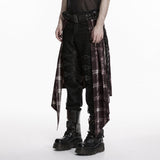 Punk vintage denim plaid skirt For Men