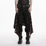 Punk vintage denim plaid skirt For Men