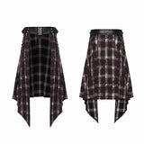 Punk vintage denim plaid skirt For Men