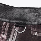 Punk vintage denim plaid skirt For Men