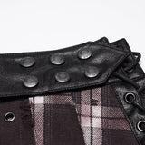 Punk vintage denim plaid skirt For Men