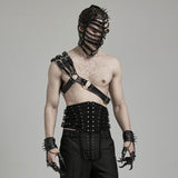 Punk one shoulder leather harness