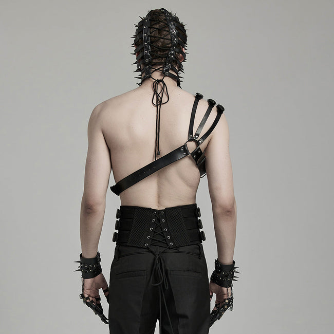 Punk one shoulder leather harness