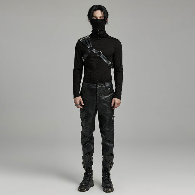 Punk one shoulder leather harness