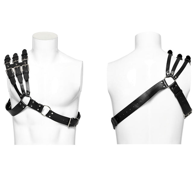 Punk one shoulder leather harness