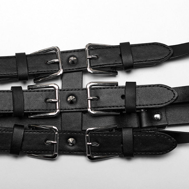 Punk one shoulder leather harness