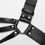 Punk one shoulder leather harness