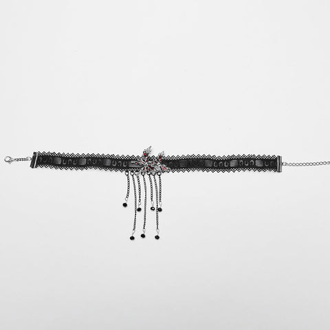 Punk Blood Butterfly Tassel Choker