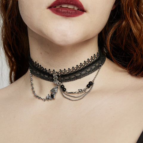 Punk Lace Obsidian Choker