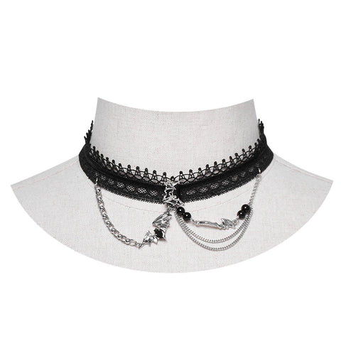 Punk Lace Obsidian Choker