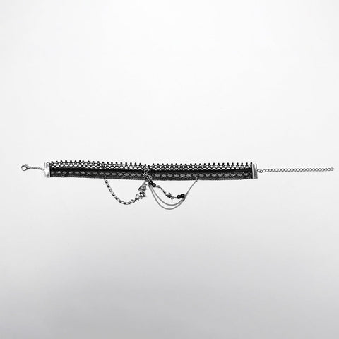 Punk Lace Obsidian Choker