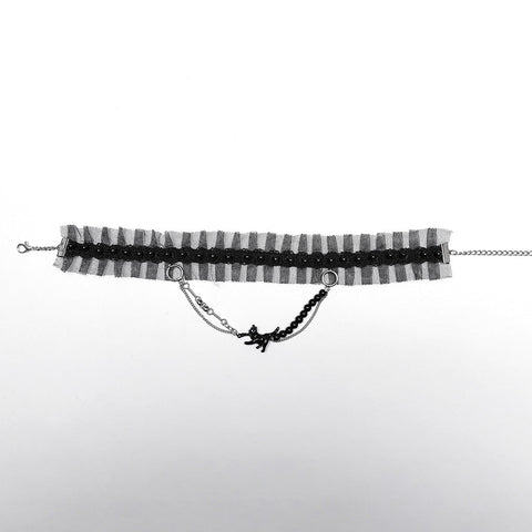 Punk Mesh Black Cat Choker