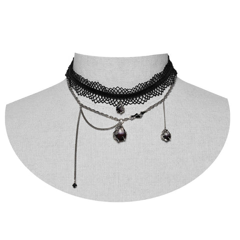 Goth Lace Gradient Pendant Choker