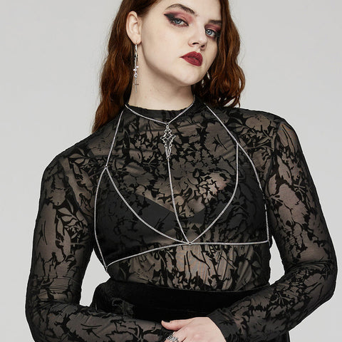 Goth Pointed Cross Chain Harness