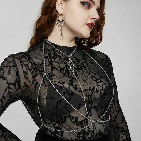 Goth Pointed Cross Chain Harness